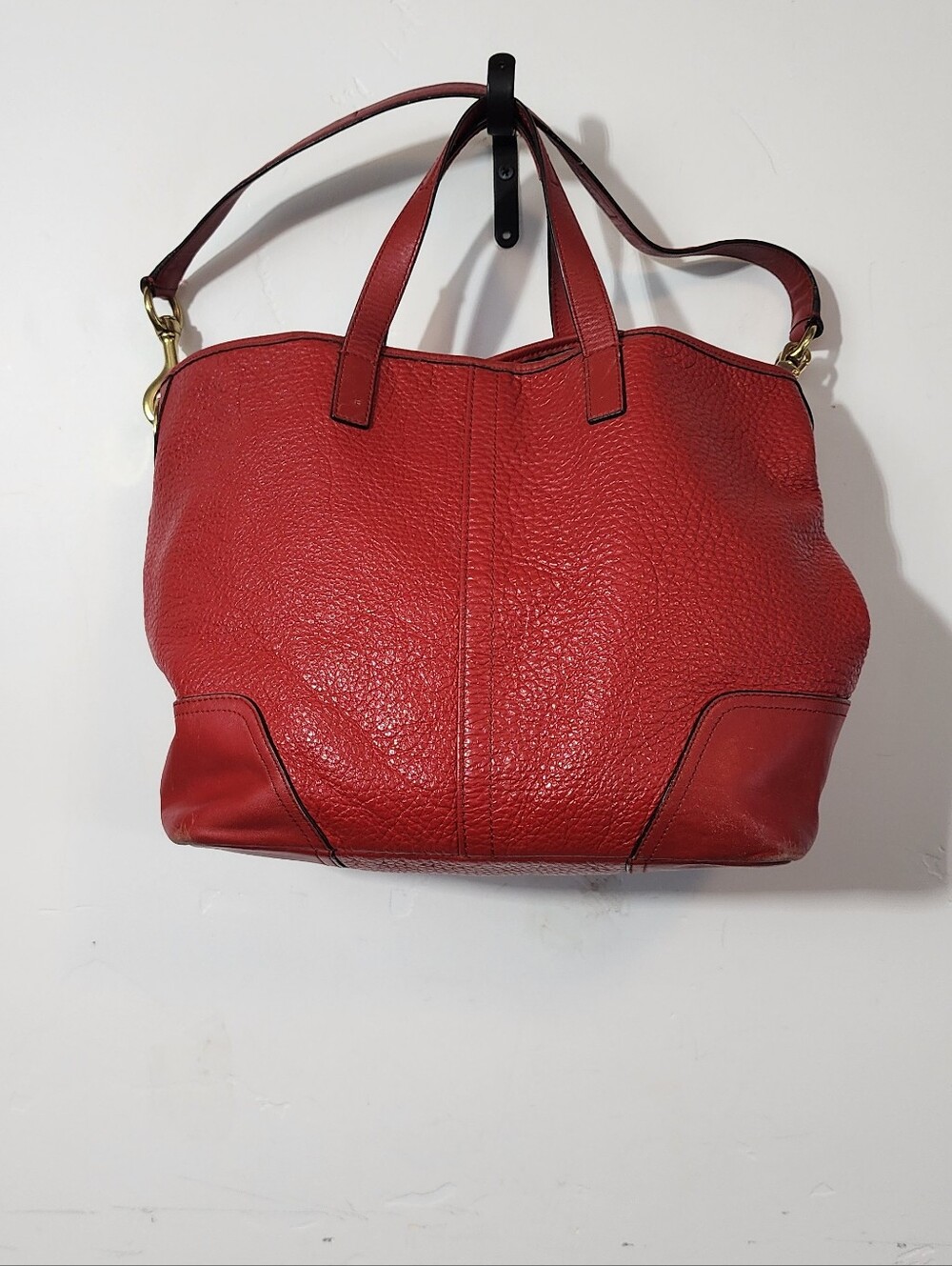Coach Red Pebbled Leather Shoulder Tote